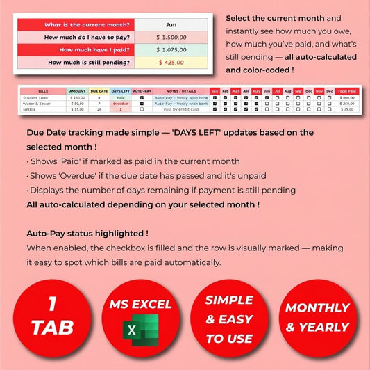 Bill Payment Tracker Excel templates - myLovelySheets