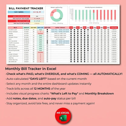 Bill Payment Tracker Excel templates - myLovelySheets