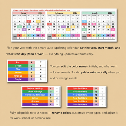 Family Calendar Excel templates - myLovelySheets