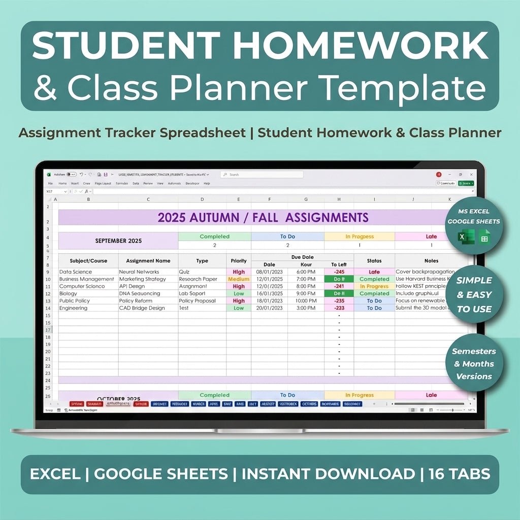 Student Assignment Tracker - myLovelySheets