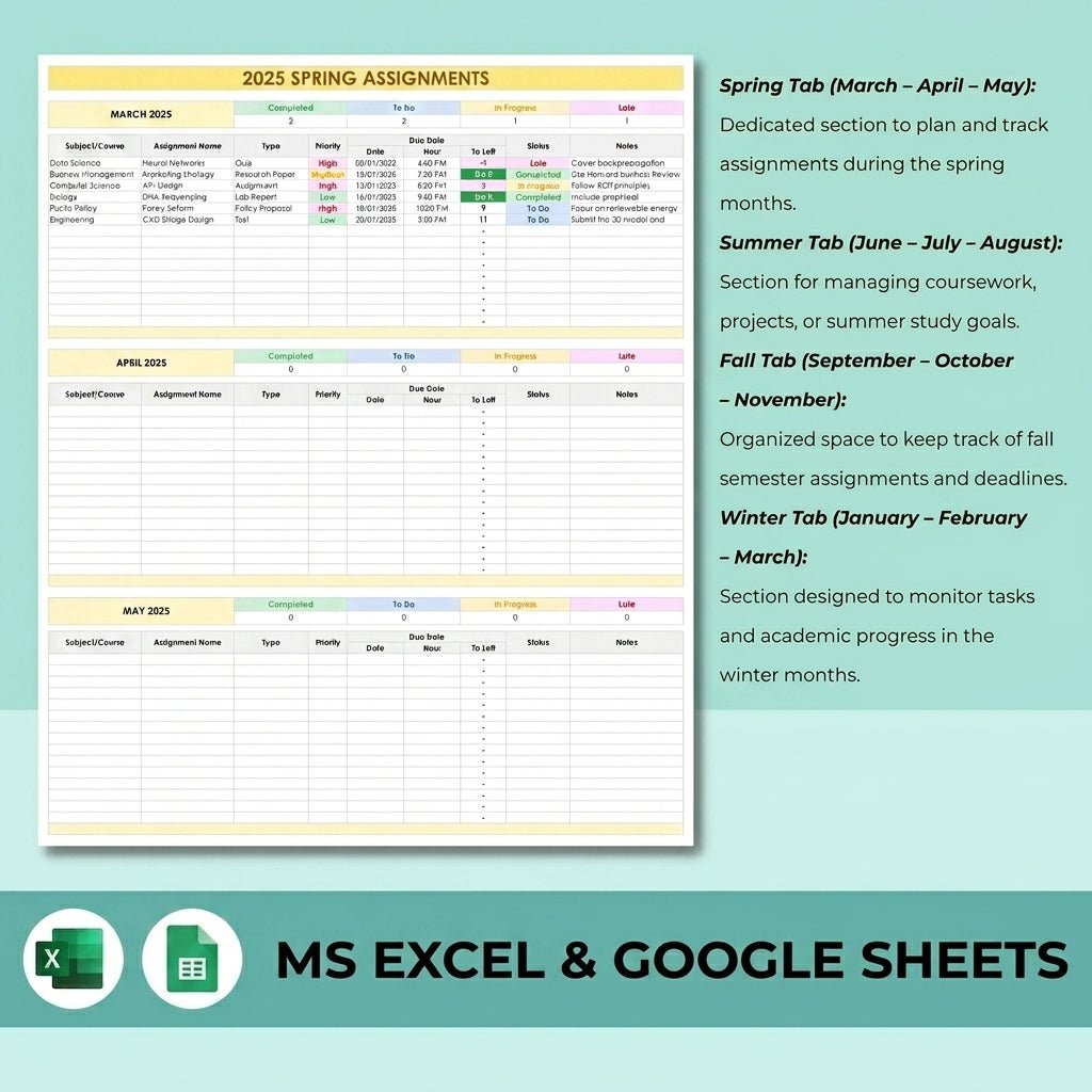 Student Assignment Tracker - myLovelySheets