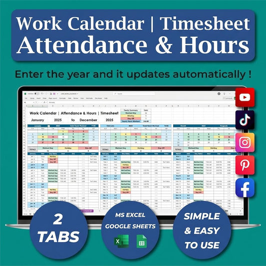 Work Hours Tracker Excel templates - myLovelySheets